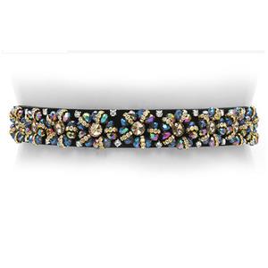 Women's Fashion Champagne Crystal Beaded Elastic Thin Waist Belt N17029