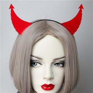 Sexy Red Monster Horns with Rings Halloween Party Cosplay Anime Decorations Headband J21532