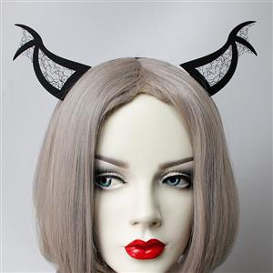 Sexy Black Demon's Horns Bat Halloween Party Nightclub Dancing Decorations Headband J21525