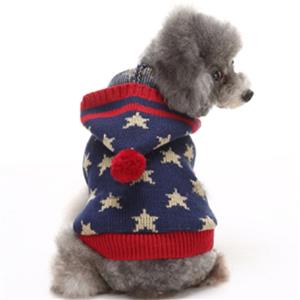 Pet Christmas Hooded Star Print Dog Sweater N12373