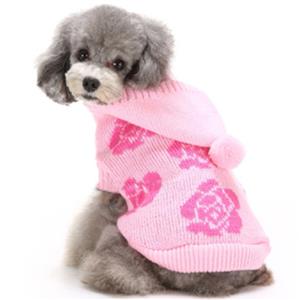 Flower Print Dog Hooded Christmas Sweater Jerseys N12378