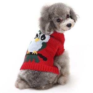 Pet Owl Print Dog Christmas Sweater Winter N12381