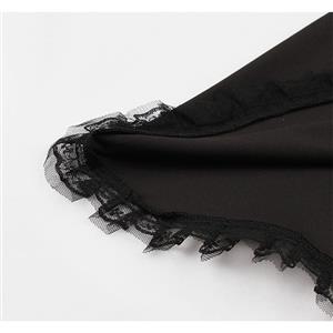 Elegant Black Short Sleeves Lace-up Multilayer Round-neck High Waist Midi Dress N18339