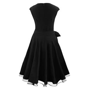 Elegant Vintage Black Flared  Cocktail Party Swing Dress N11564