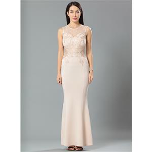 Flesh Lace Bodycon Evening Party Maxi Dress N12641