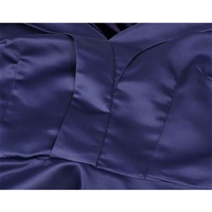 Elegant Dark-blue Off-shoulder Pleated Bodice High Waist High Low Party Dress N18699