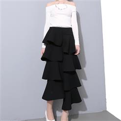 Elegant Ruffles Irregular Casual Long Skirt HG13063