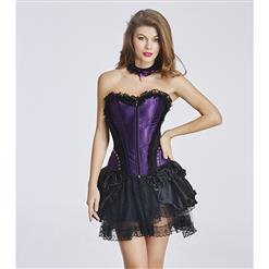 Elegant Satin Corset and Ruffle Lace Dancing Skirt Set N11351