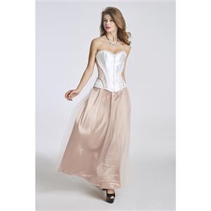 Elegant Satin Pink-white Corset and Tulle Skirt Set N11348