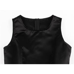 Elegant Black Round Neck Sleeveless Asymmetrical High Low Evening Party Dress N18669