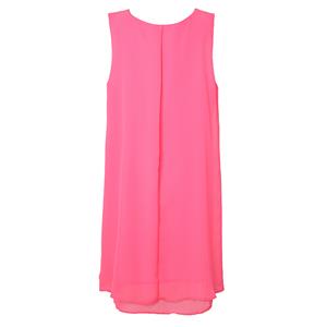 2pcs Elegant Pink Chiffon Scoop Neck Tank Dress and Tulle Thin Coat Office Lady Suit N18745