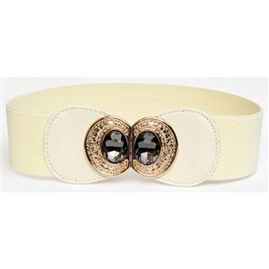Women's Elegant Wide Elastic Metal Buckle Waist Belt Fashion Cinch Belt N15374