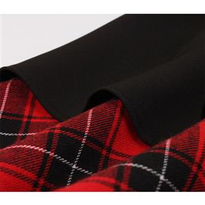 Fashion Black and Red Plaid Irregular Hemline Round Neck Sleeveless High Waist Swing Dress N18587