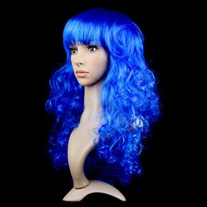 Women's Fashion Blue Masquerade Long Wig Sexy Party Small Wave Wig MS16080