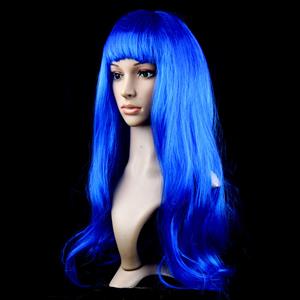 Fashion Blue Long Straight Wig, Blue Straight Bangs Long Wig, Sexy Masquerade Straight Hair Wig, Fashion Party Long Straight Wig, Long Straight Hair Cosplay Wig, #MS16110
