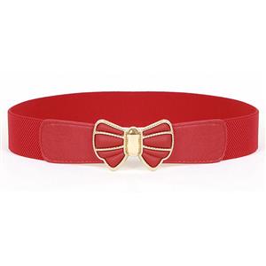 Women's Fashion Elastic Metal Bowknot Buckle Wide Waist Belt Casual Cinch Belt N15368