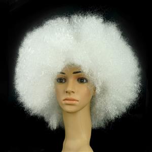 Fashion White Natural Soft Fluffy Explosion Head Hair Modeling Carnival Party Wig MS19654