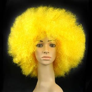Fashion Yellow Natural Soft Fluffy Explosion Head Hair Modeling Carnival Party Wig MS19657