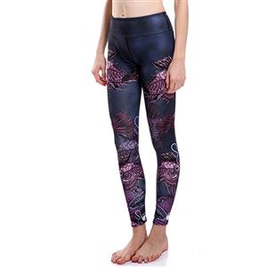 Women's Fashion Black High Waist 3D Fish Pattern Elastic Yoga Pants Sports Leggings L16178