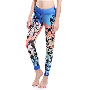 Women's Fashion High Waist 3D Butterfly Pattern Elastic Yoga Pants Sports Leggings L16179
