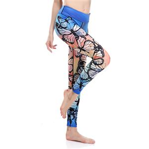 Women's Fashion High Waist 3D Butterfly Pattern Elastic Yoga Pants Sports Leggings L16179