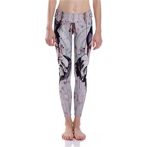 Women's Fashion High Waist 3D Digital Figure Pattern Elastic Yoga Pants Sports Leggings L16182