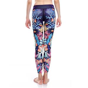 Women's Fashion High Waist 3D Digital Seafloor Pattern Elastic Yoga Pants Sports Leggings L16183