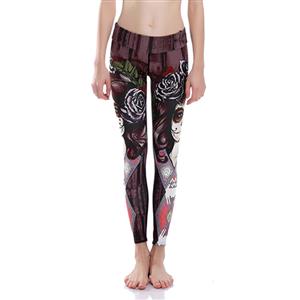 Classical Printed Yoga Pants, High Waist Tight Yoga Pants, Fashion Printed Fitness Pants, Casual Stretchy Sport Leggings, Women's High Waist Tight Full length Pants, #L16184