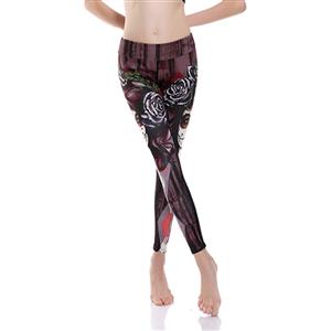 Women's Fashion High Waist 3D Digital Death Bride Pattern Elastic Yoga Pants Sports Leggings L16184