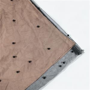 Fashion Khaki Victorian Gothic Mesh Double Layered Elastic Band High Waist Skirt N23509