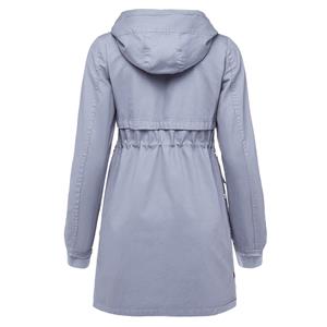 Women's Fashion Long Sleeve Hooded Zipper Jacket Coat with Lapel Pocket N15307