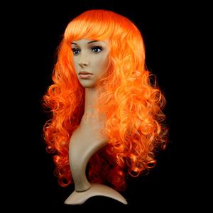 Fashion Long Wave Wig, Orange Bangs Small Wave Wig, Sexy Masquerade Small Wave Wig, Fashion Party Long Wave Wig, Cosplay Long Orange Wave Wig, #MS16086