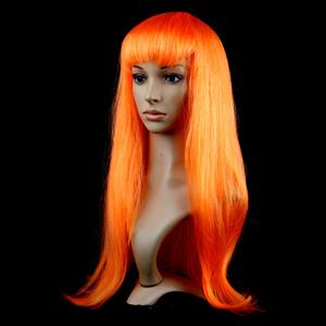Women's Fashion Orange Straight Bangs Cosplay Wig Long Straight Hair Wig MS16116