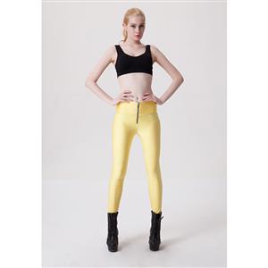 Fashion Stretchy Plain Zipper Pants Tights Workout Leggings Running Exercise L11747