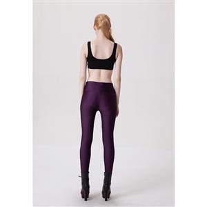 Fashion Stretchy Plain Zipper Pants Tights Workout Leggings Running Exercise L11748