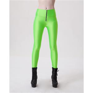 Fashion Stretchy Plain Zipper Pants Tights Workout Leggings Running Exercise L11749