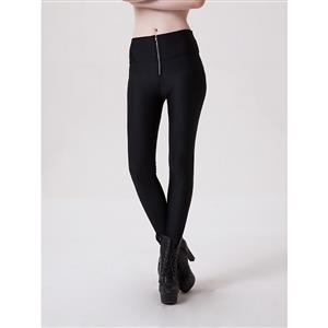 Fashion Black Stretchy Zipper Pants Tights Workout Leggings Running Exercise L11750