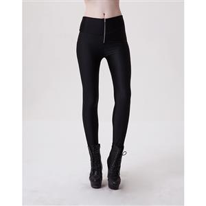 Fashion Black Stretchy Zipper Pants Tights Workout Leggings Running Exercise L11750