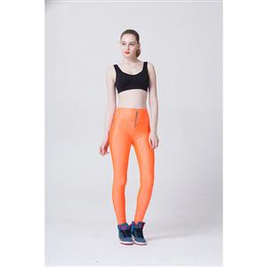 Fashion Stretchy Plain Zipper Pants Tights Workout Leggings Running Exercise L11752