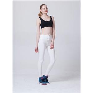 Fashion Stretchy Plain Zipper Pants Tights Workout Leggings Running Exercise L11753
