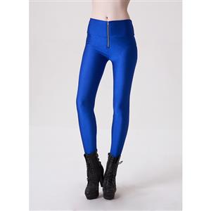 Fashion Stretchy Plain Zipper Pants Tights Workout Leggings Yoga Running Exercise L11746