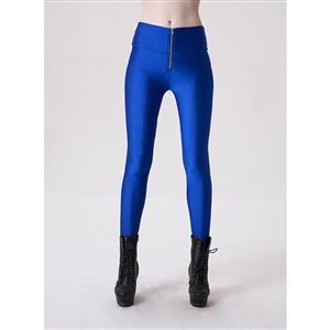 Fashion Stretchy Plain Zipper Pants Tights Workout Leggings Yoga Running Exercise L11746