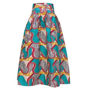Fashion Casual Waves Printing Longuette High Waist A-Line Skirt N18192