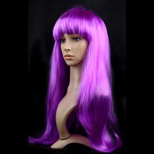Women's Fashion Purple Straight Bangs Cosplay Wig Long Straight Hair Wig MS16120