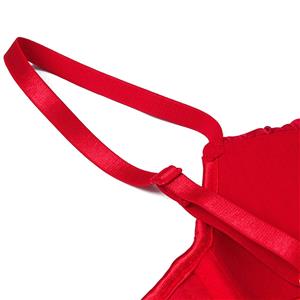 Retro Red Backless Spaghetti Straps 13 Plastic Bones Lace-up Underbust Corset N23313