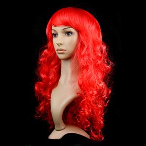 Fashion Long Wave Wig, Red Bangs Small Wave Wig, Sexy Masquerade Small Wave Wig, Fashion Party Long Wave Wig, Cosplay Long Red Wave Wig, #MS16081