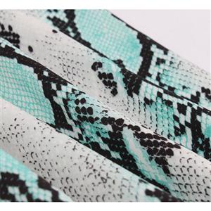 Fashion Snake Skin Print V Neck Short Sleeves High Waist A Line Swing Dress N18650