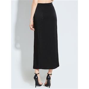 Fashion Street Style High Waist Split Plain Skirt N14263