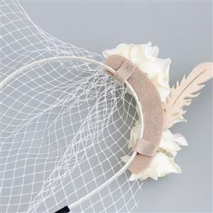 Fashion Beige Flower Fishnet Face Mask Cosplay Party Headband MS17366
