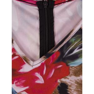 Women's V Neck Long Sleeve Flower Leopard Print Plus Size Maxi Dress N15752